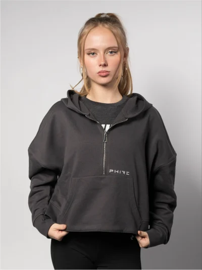 1/2 ZIP OVERSIZED HOODIE - GREY