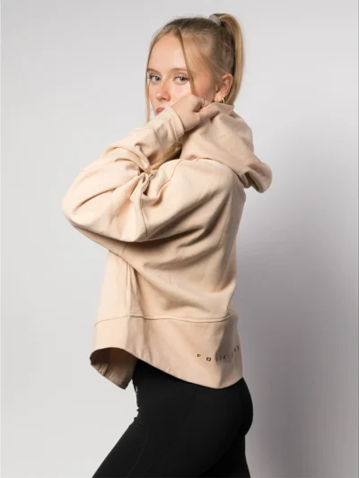 1/2 ZIP OVERSIZED HOODIE - NUDE