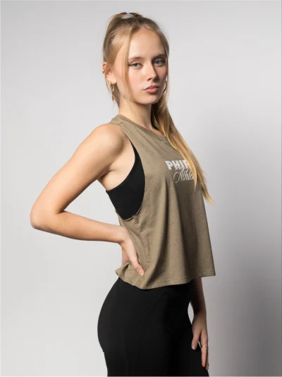 Racerback Cropped Tank - KHAKI