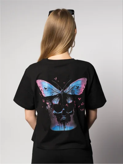 SHORT SHIRT - BUTTERFLY SKULL