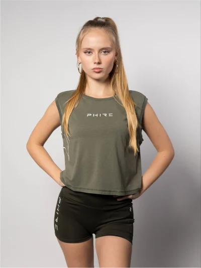 CROP TANKTOP - WASHED KHAKI